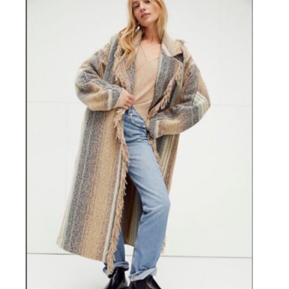 NWTGS WE THE FREE Free People Desert Fringe Coat  / Dreamweaver - Picture 6 of 10